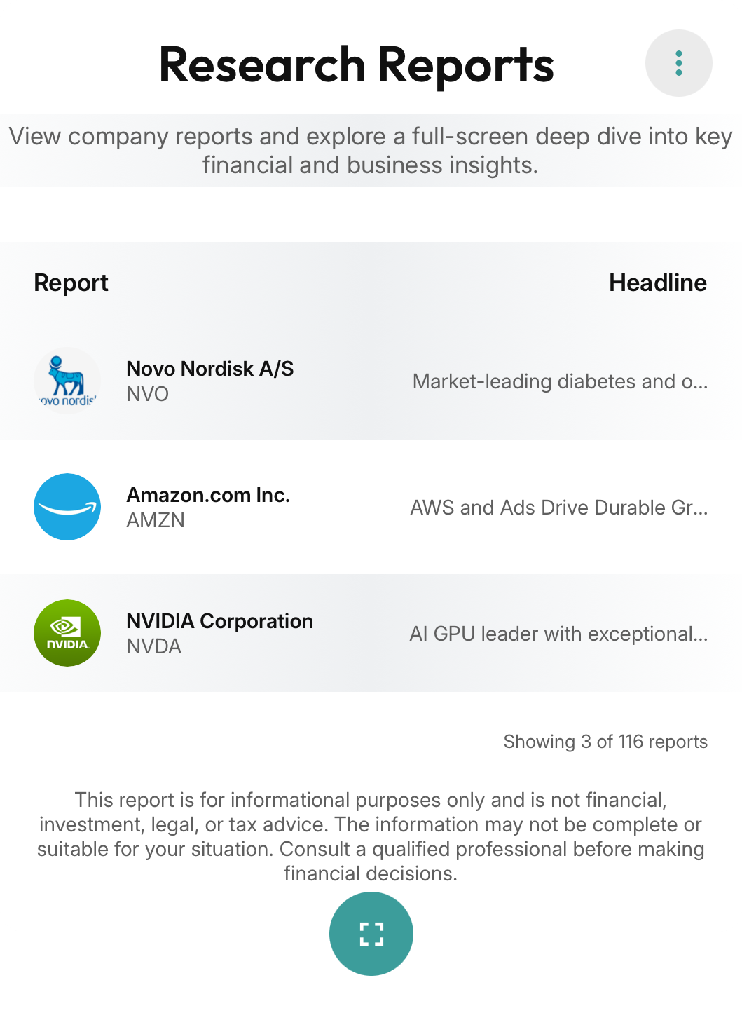 Research Reports screenshot 1